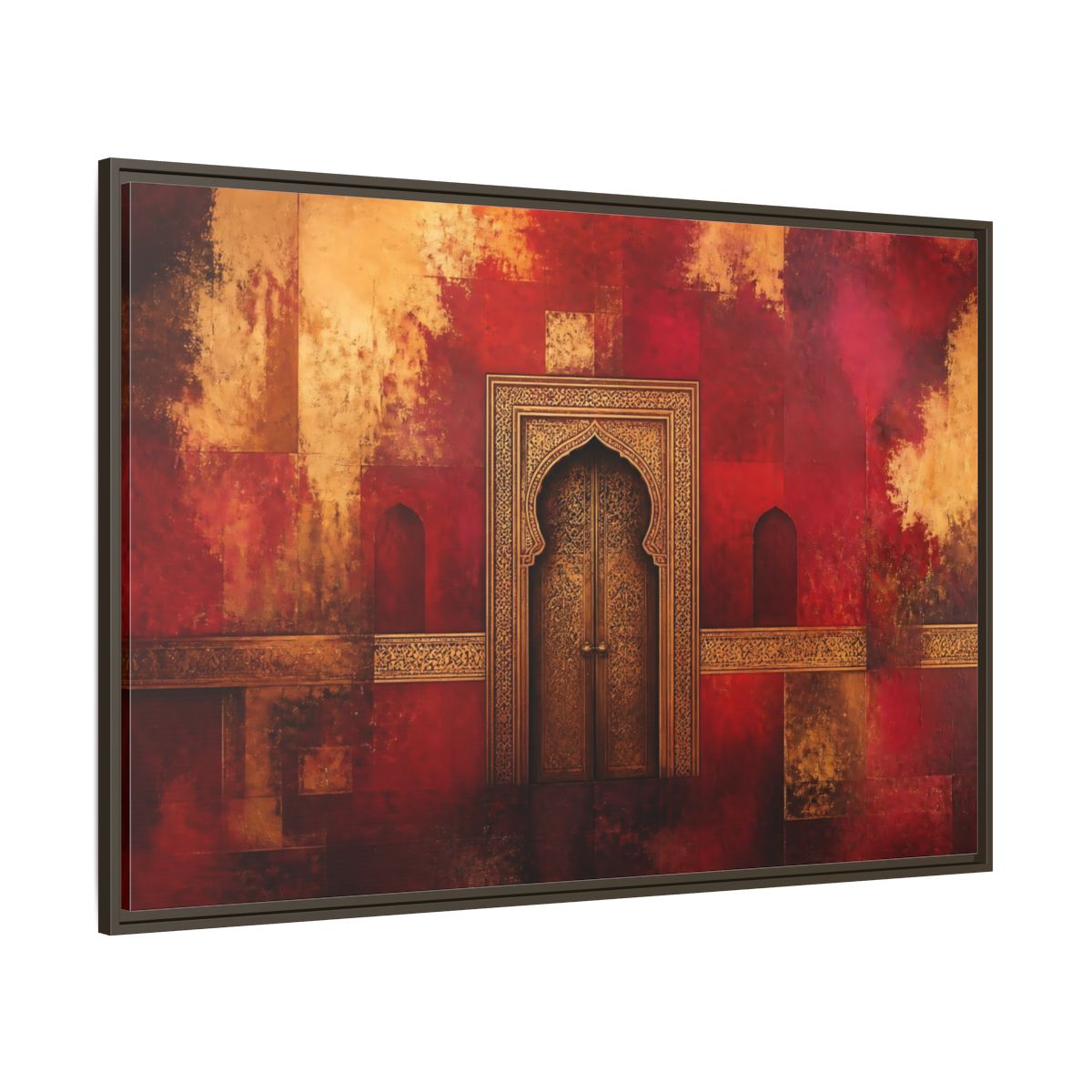 Side Mockup 8. Golden Arched Doorway shown as framed canvas print