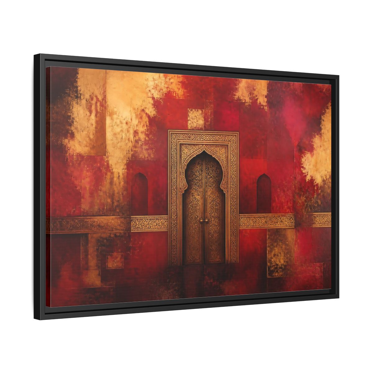 Side Mockup 14. Golden Arched Doorway shown as framed canvas print