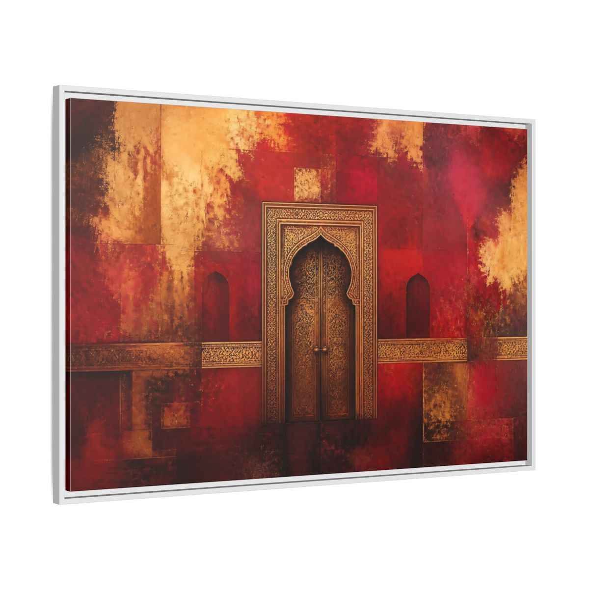 Side Mockup 7. Golden Arched Doorway shown as framed canvas print