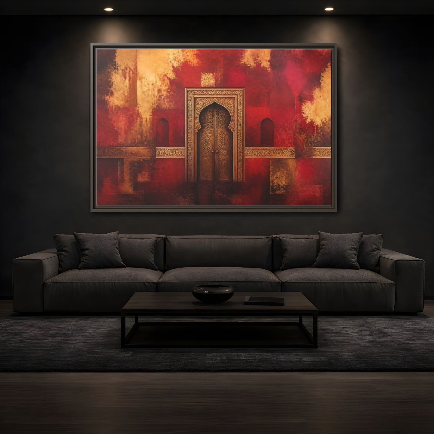 Mockup 3. Golden Arched Doorway shown as framed canvas print