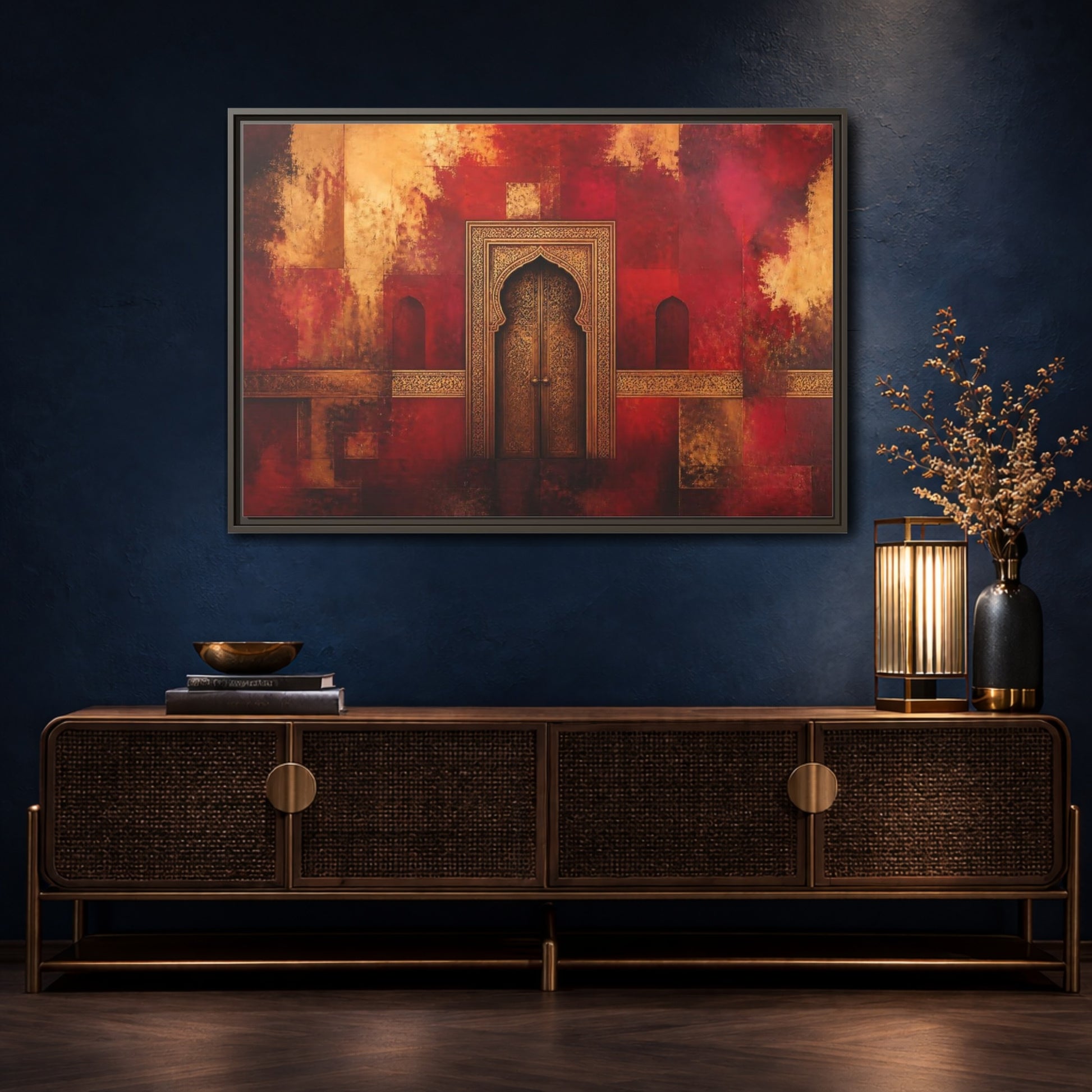 Mockup 4. Golden Arched Doorway shown as framed canvas print