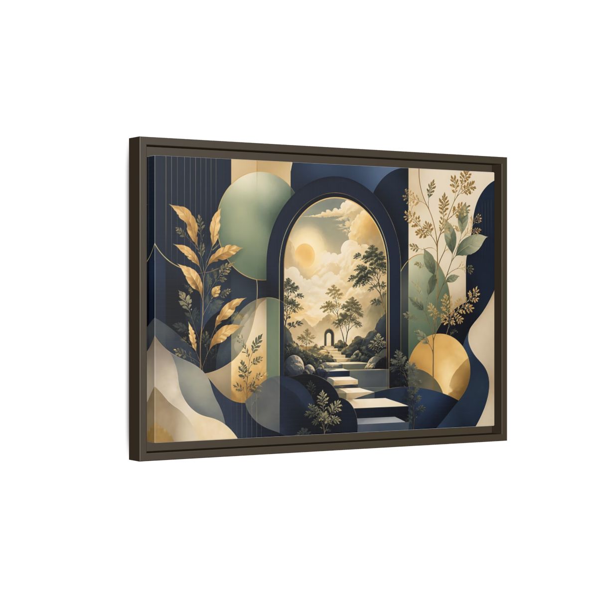 Side Mockup 2. Golden Archway Horizon shown as framed canvas print