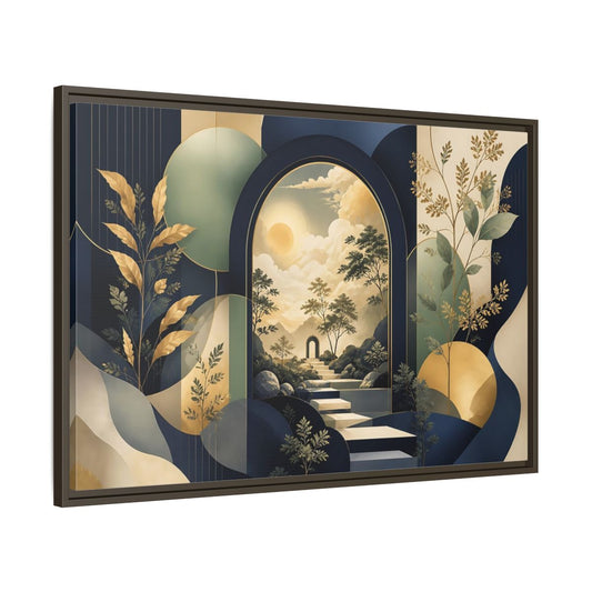 Main Mockup. Golden Archway Horizon shown as framed canvas print