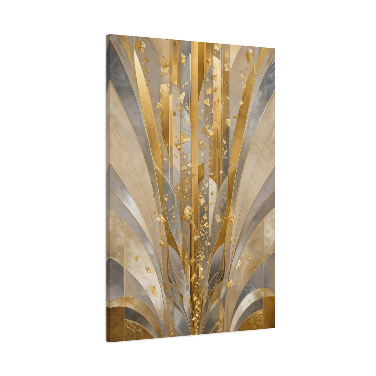 Side Mockup 1. Golden Art Deco Burst shown as canvas print