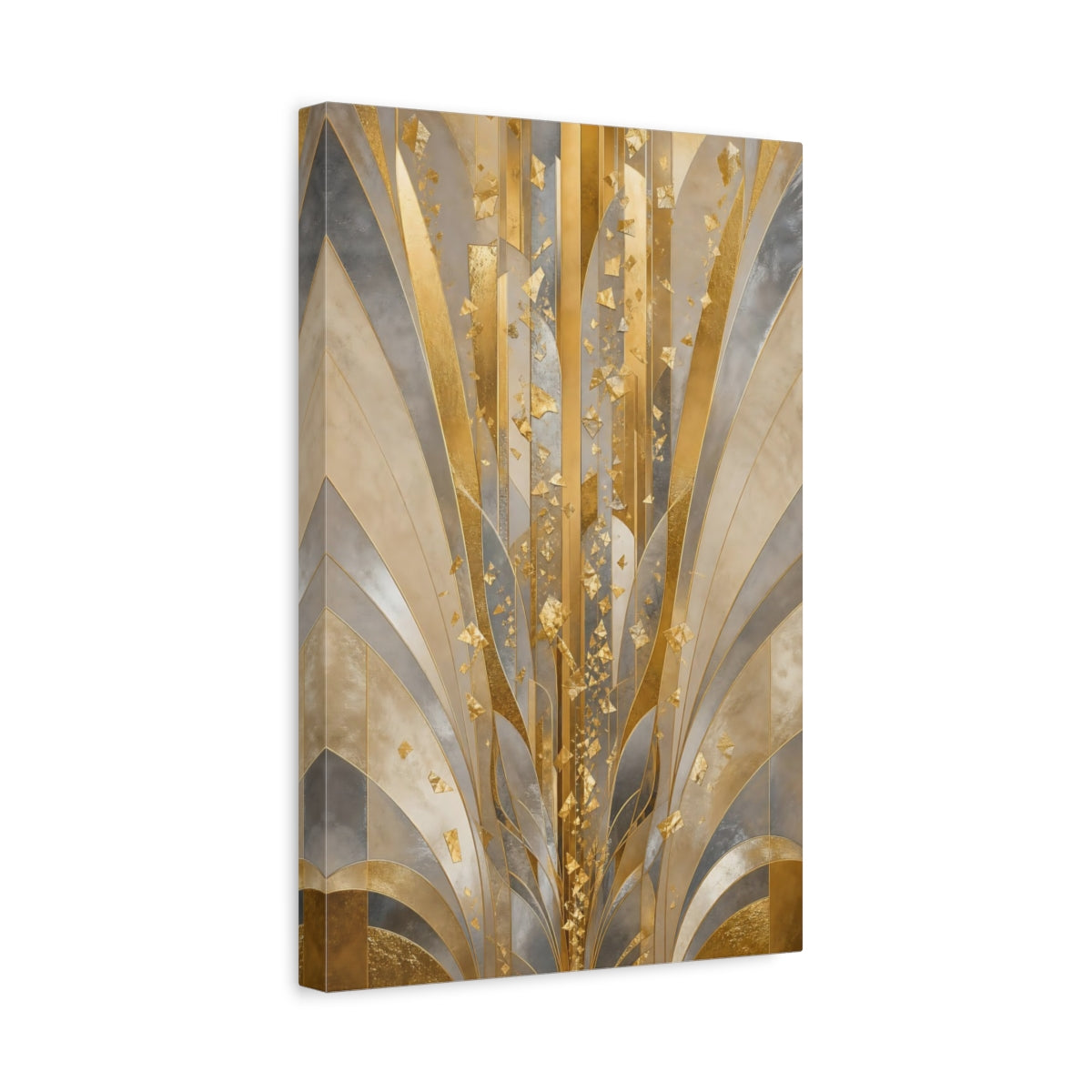 Side Mockup 4. Golden Art Deco Burst shown as canvas print