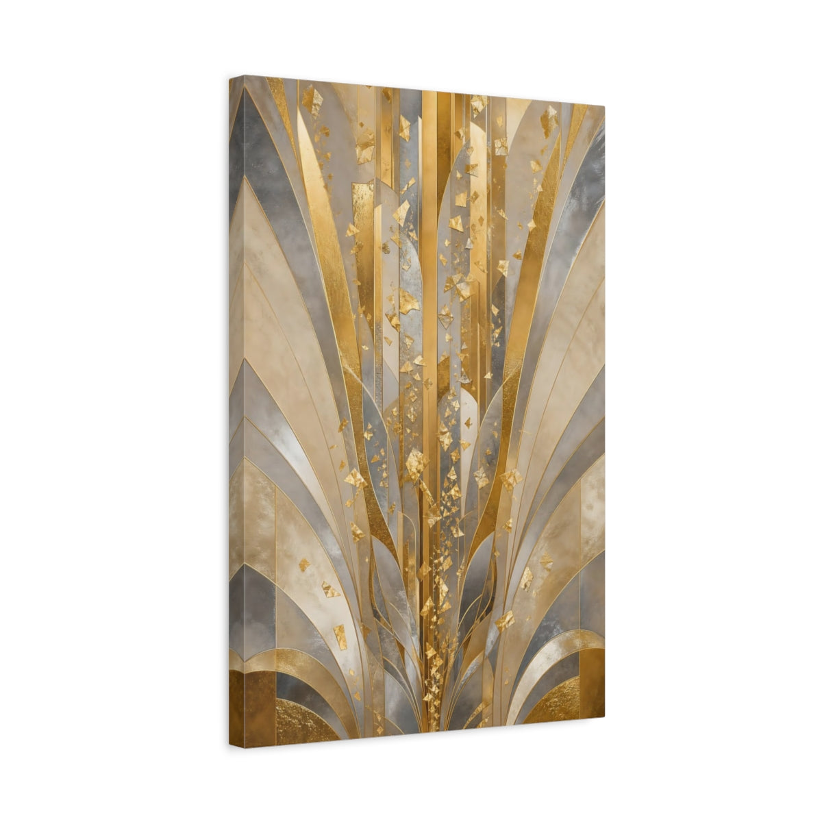 Side Mockup 3. Golden Art Deco Burst shown as canvas print