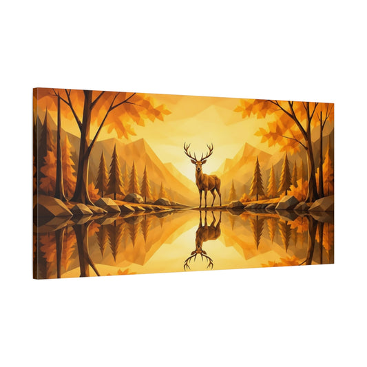 Main Mockup. Golden Autumn Stag shown as canvas print