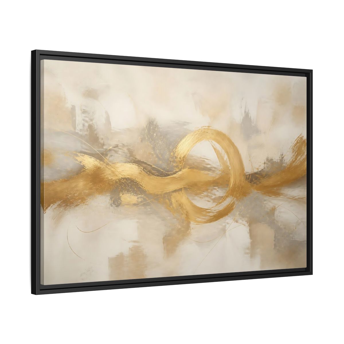 Side Mockup 13. Golden Balance Circle shown as framed canvas print