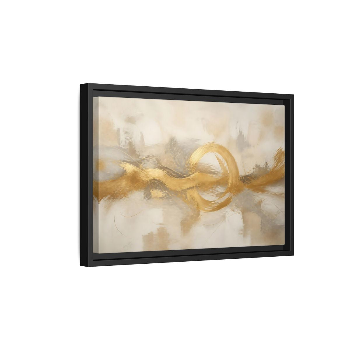 Side Mockup 6. Golden Balance Circle shown as framed canvas print