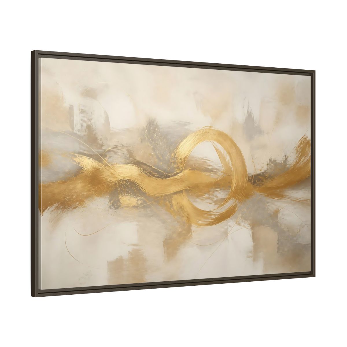 Side Mockup 8. Golden Balance Circle shown as framed canvas print