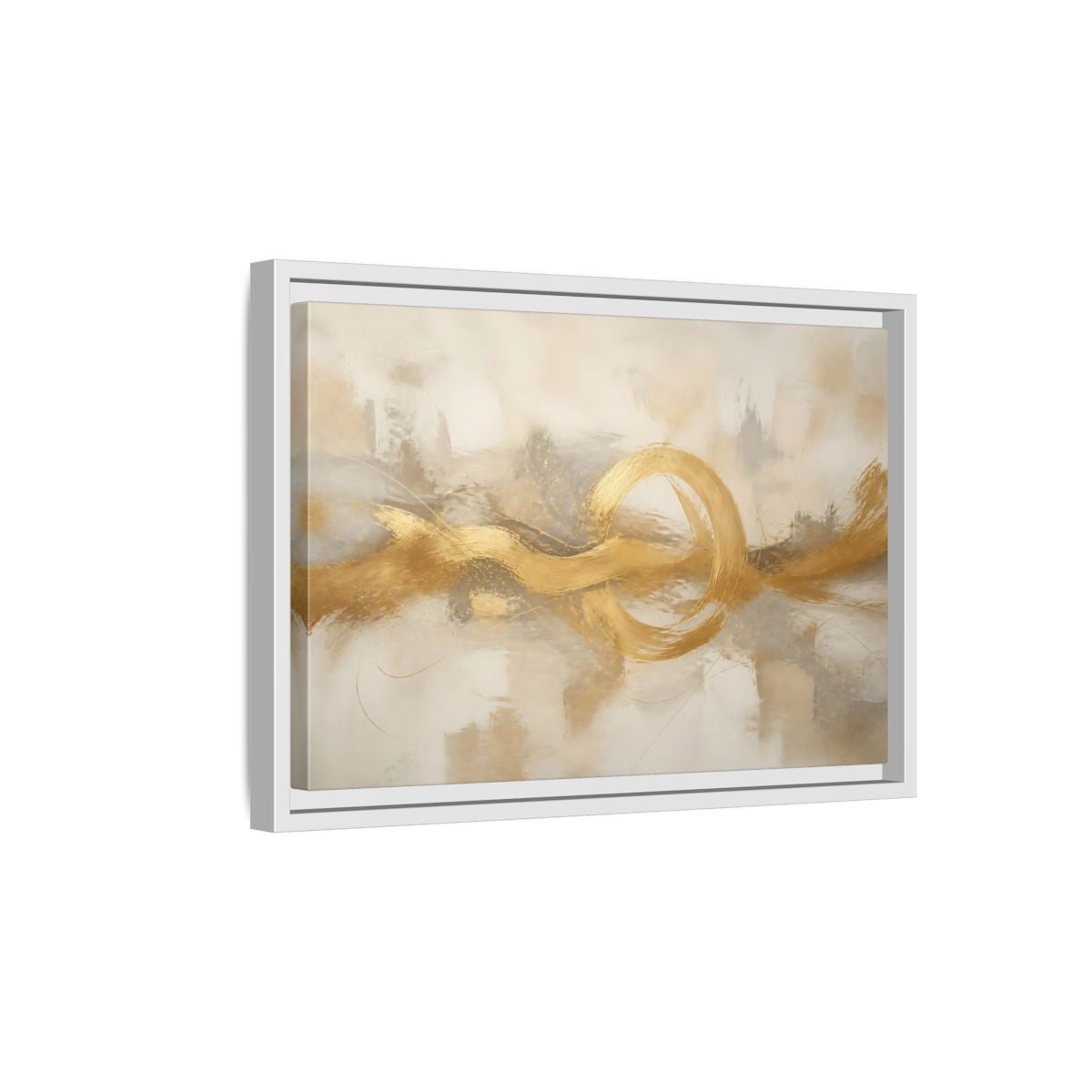 Side Mockup 4. Golden Balance Circle shown as framed canvas print