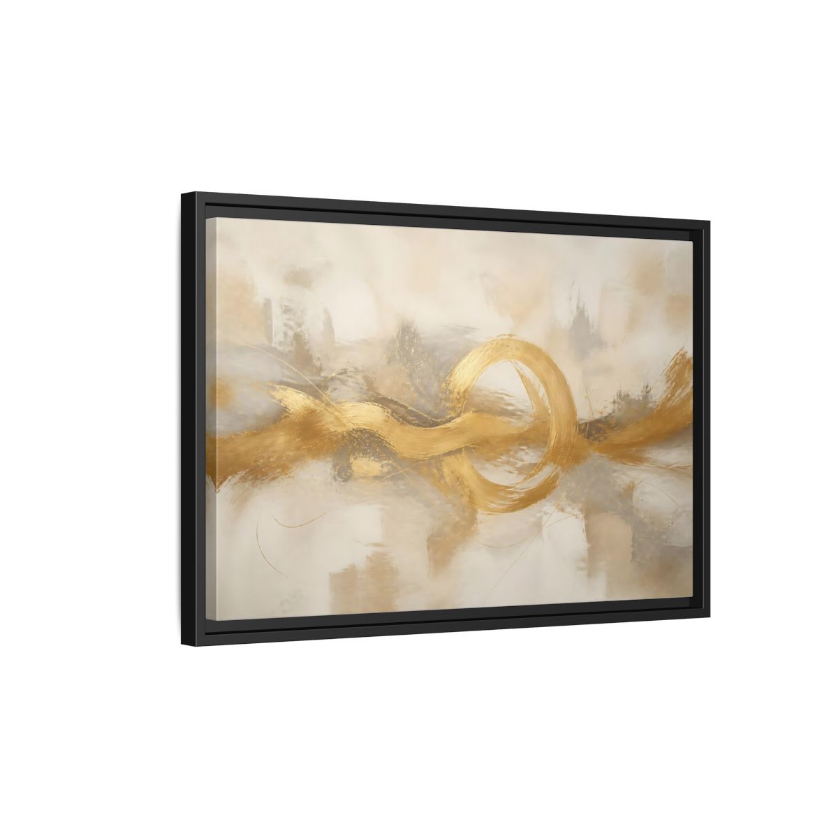 Side Mockup 3. Golden Balance Circle shown as framed canvas print