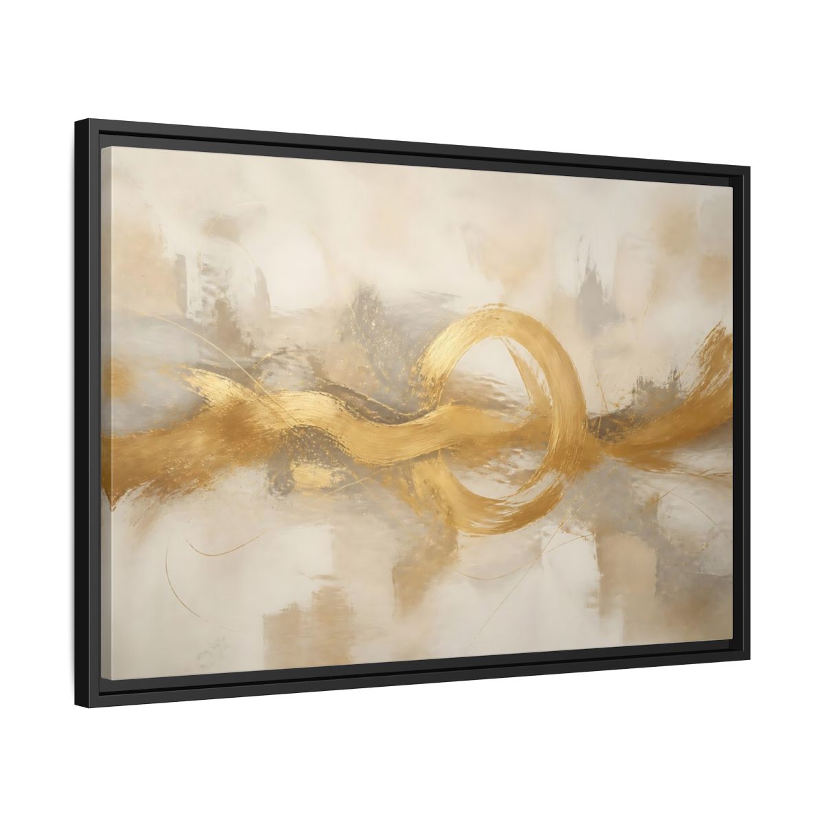 Side Mockup 14. Golden Balance Circle shown as framed canvas print