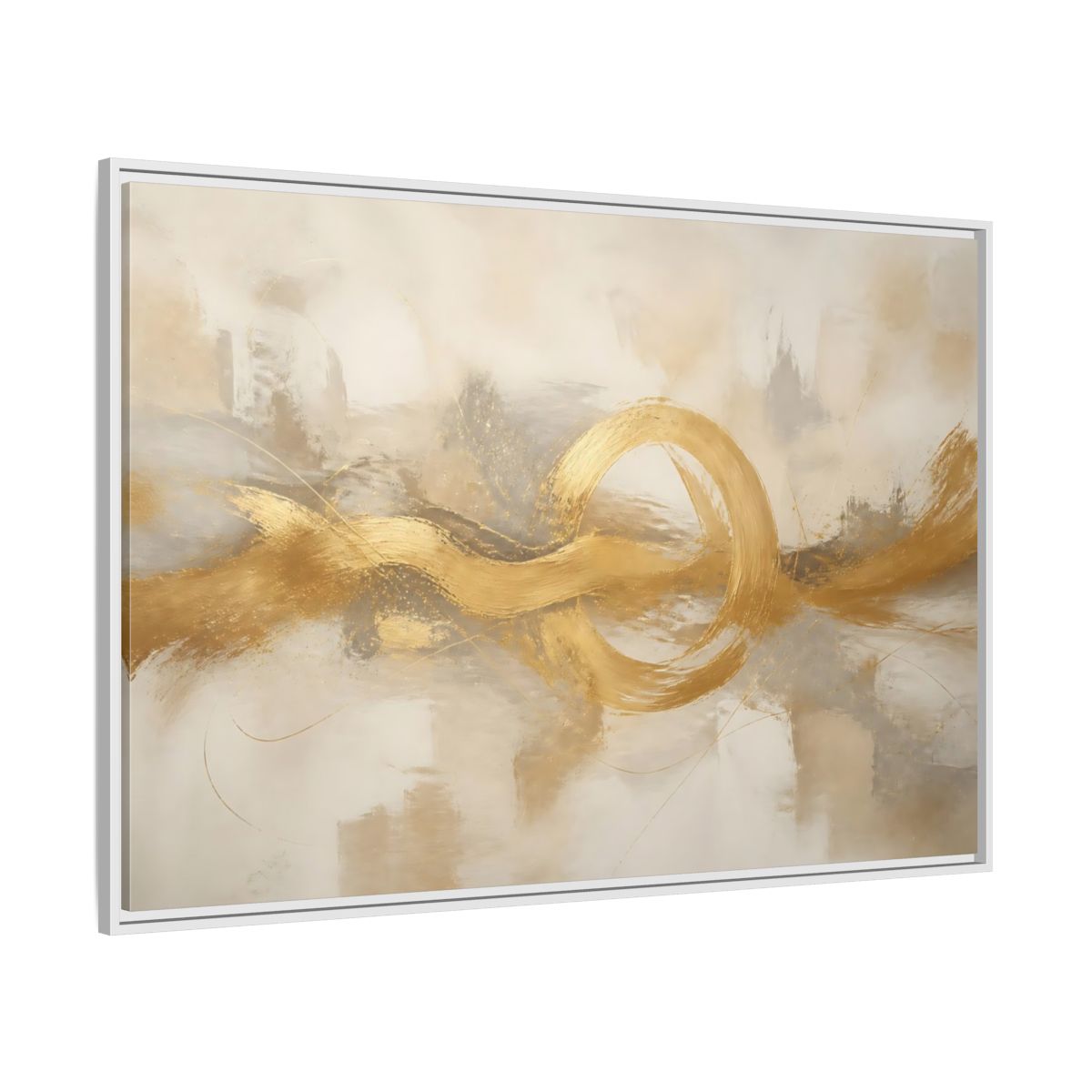 Side Mockup 7. Golden Balance Circle shown as framed canvas print