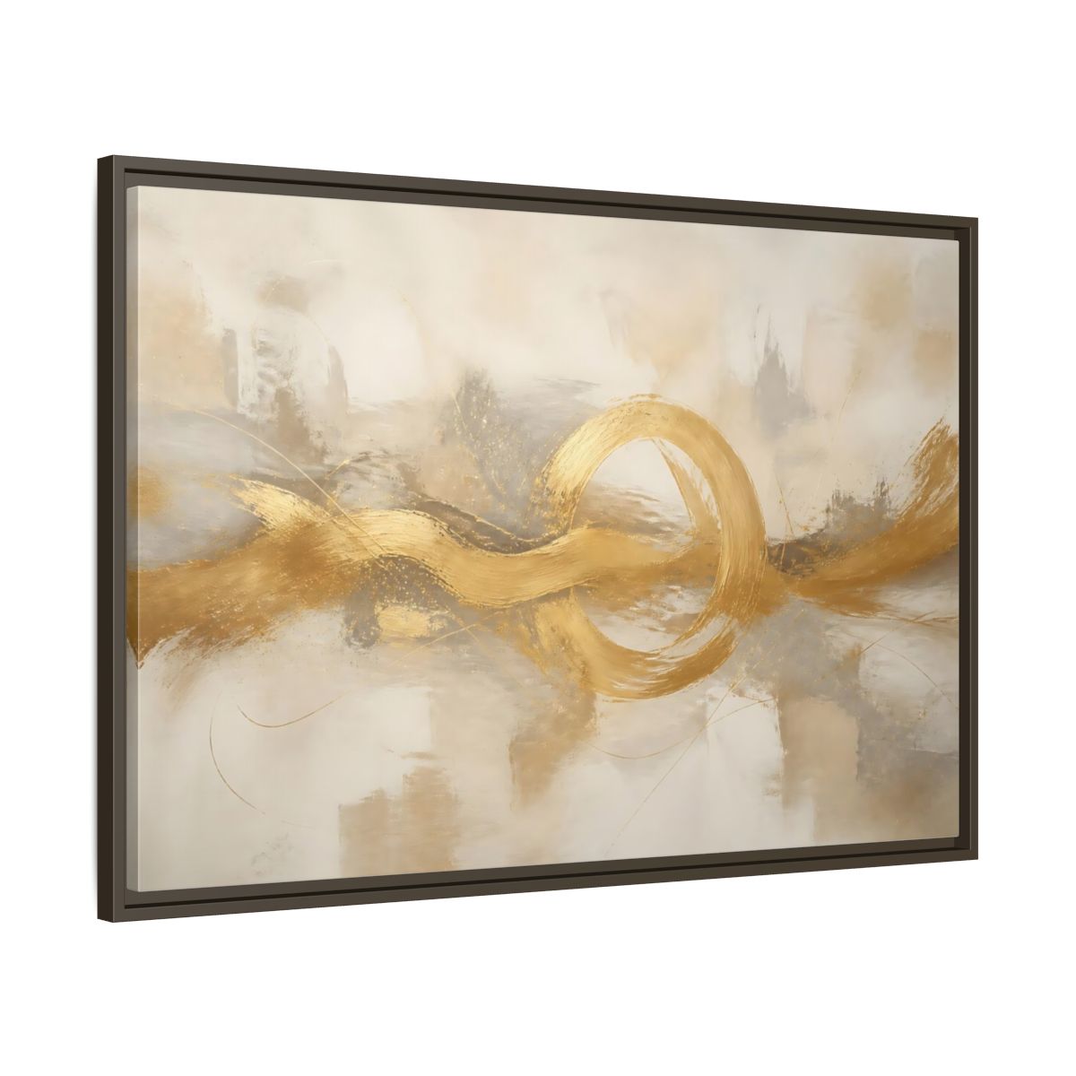Main Mockup. Golden Balance Circle shown as framed canvas print