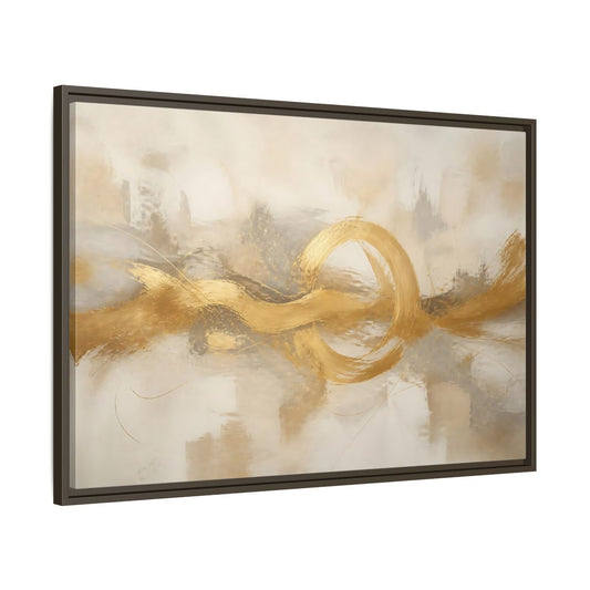 Main Mockup. Golden Balance Circle shown as framed canvas print