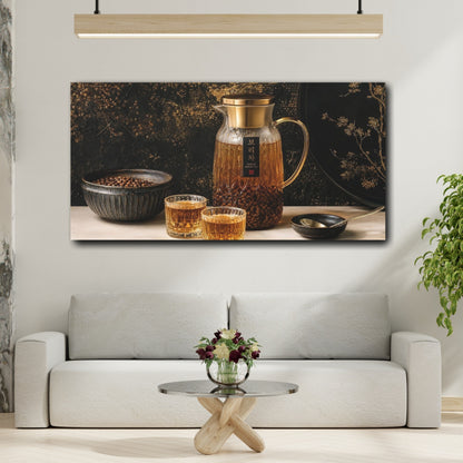 Mockup 2. Golden Barley Tea Set shown as canvas print
