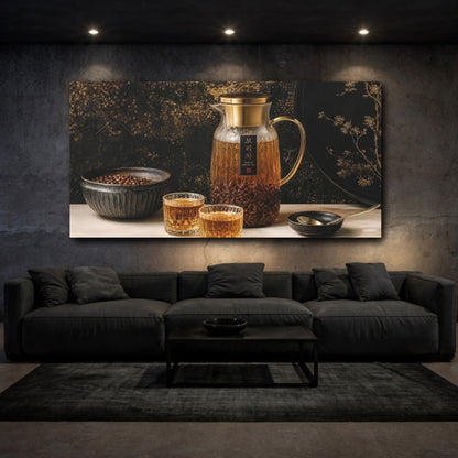 Mockup 3. Golden Barley Tea Set shown as canvas print