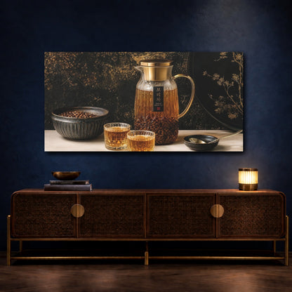 Mockup 4. Golden Barley Tea Set shown as canvas print