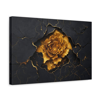Side Mockup 4. Golden Bloom On Slate shown as canvas print