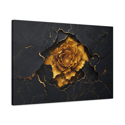 Side Mockup 2. Golden Bloom On Slate shown as canvas print