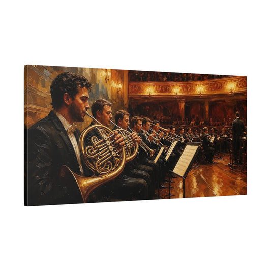Main Mockup. Golden Brass Ensemble shown as canvas print