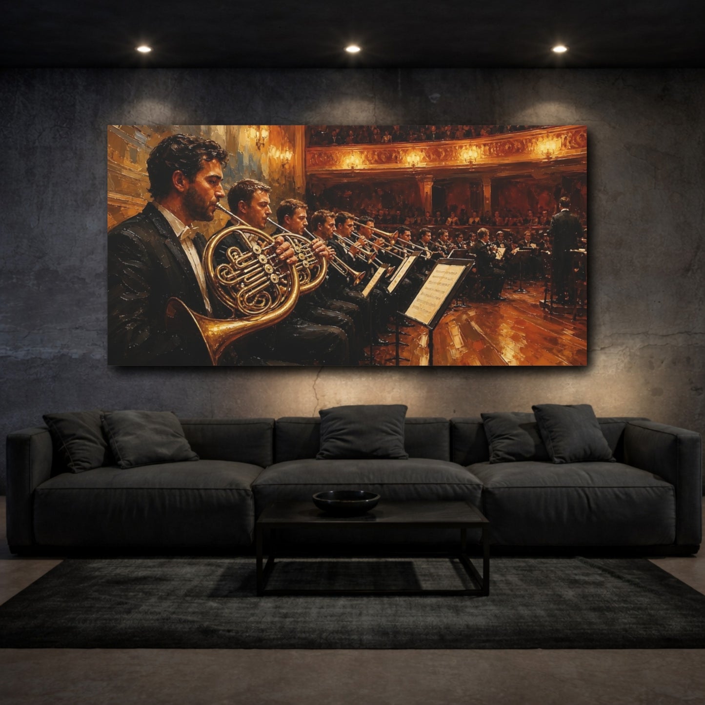 Mockup 3. Golden Brass Ensemble shown as canvas print