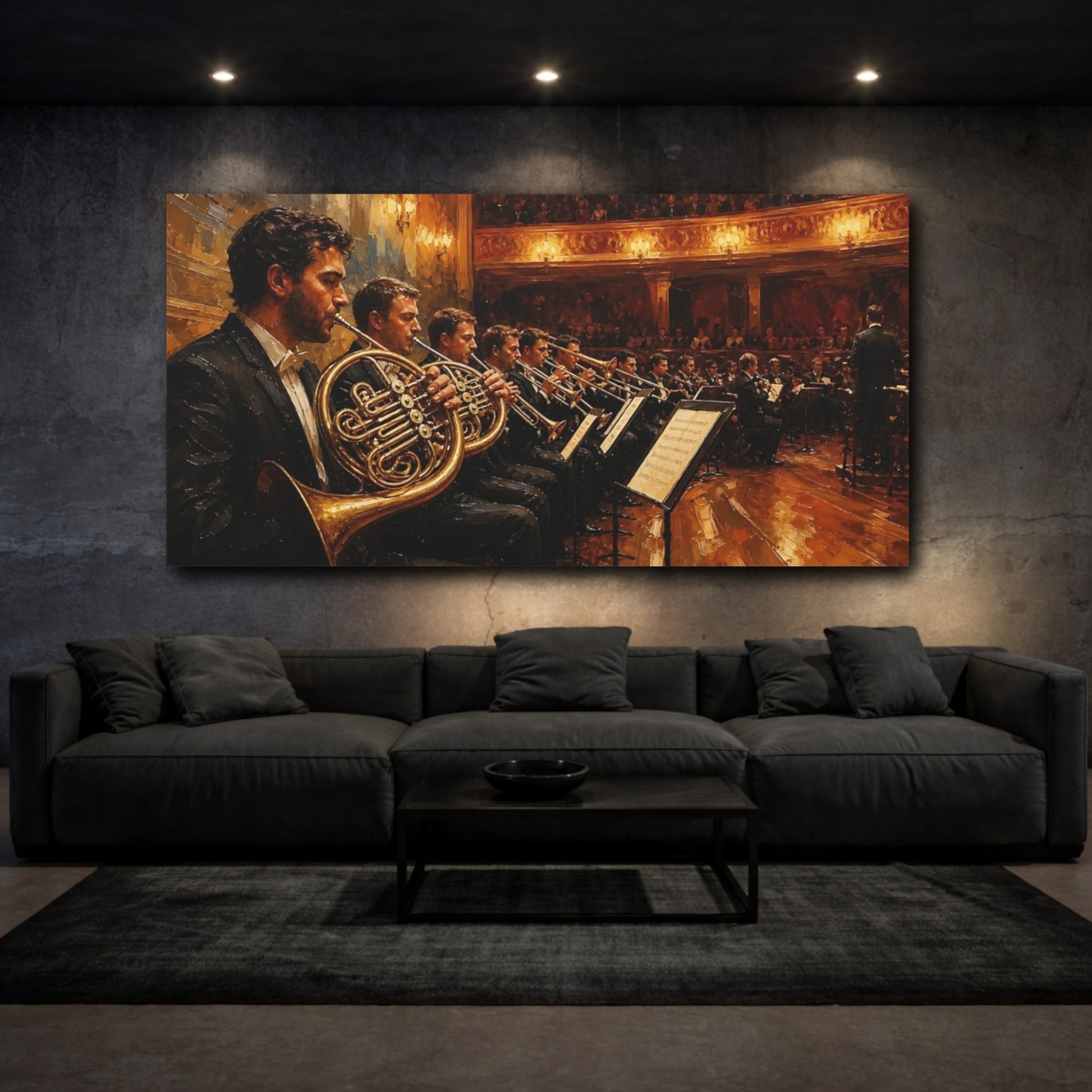 Mockup 3. Golden Brass Ensemble shown as canvas print