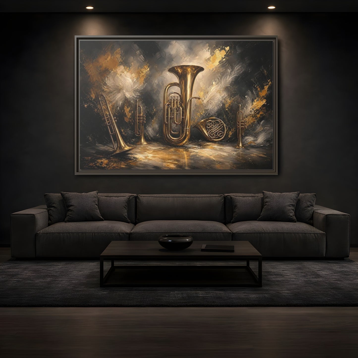 Mockup 3. Golden Brass Ensemble shown as framed canvas print