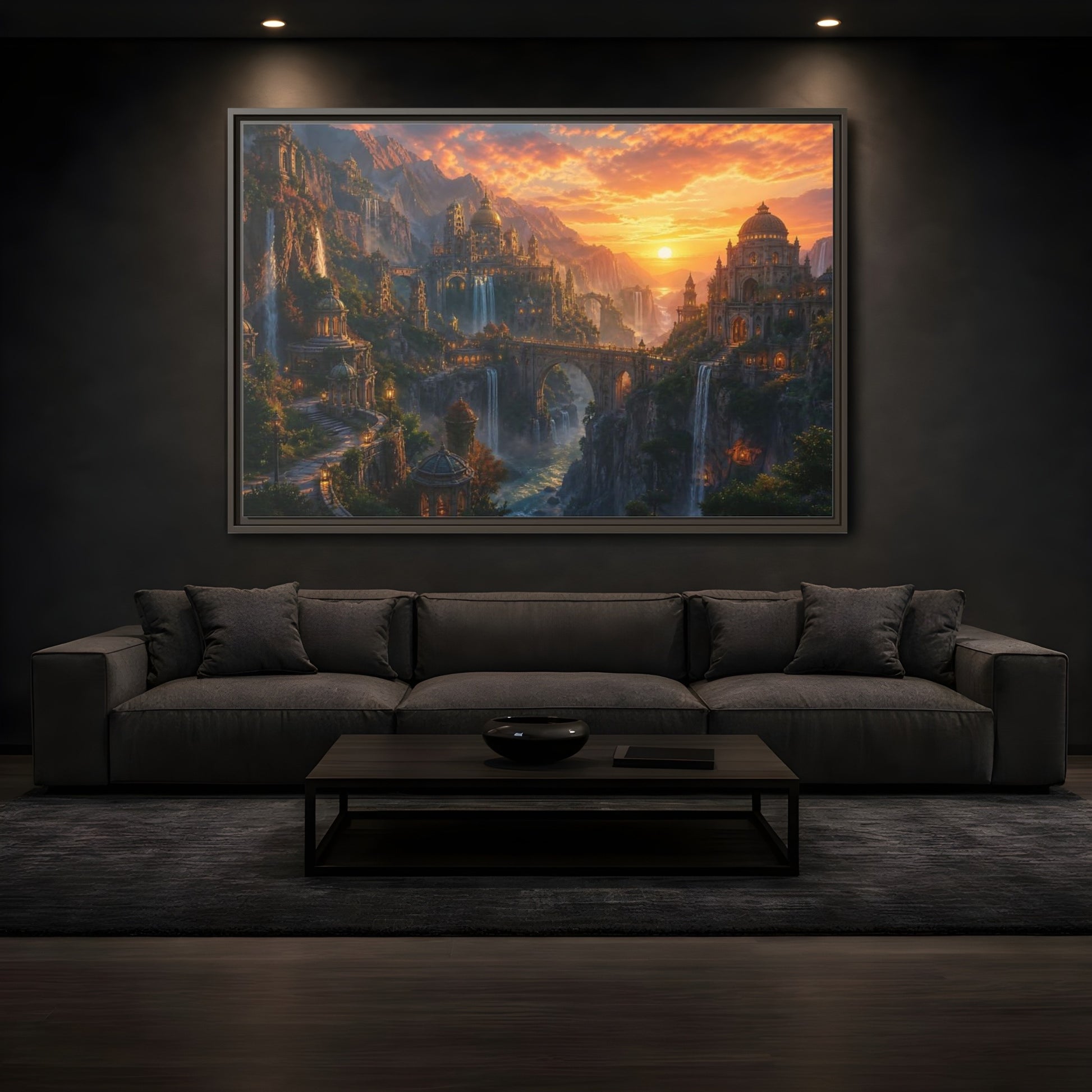 Mockup 3. Golden Canyon Citadel shown as framed canvas print
