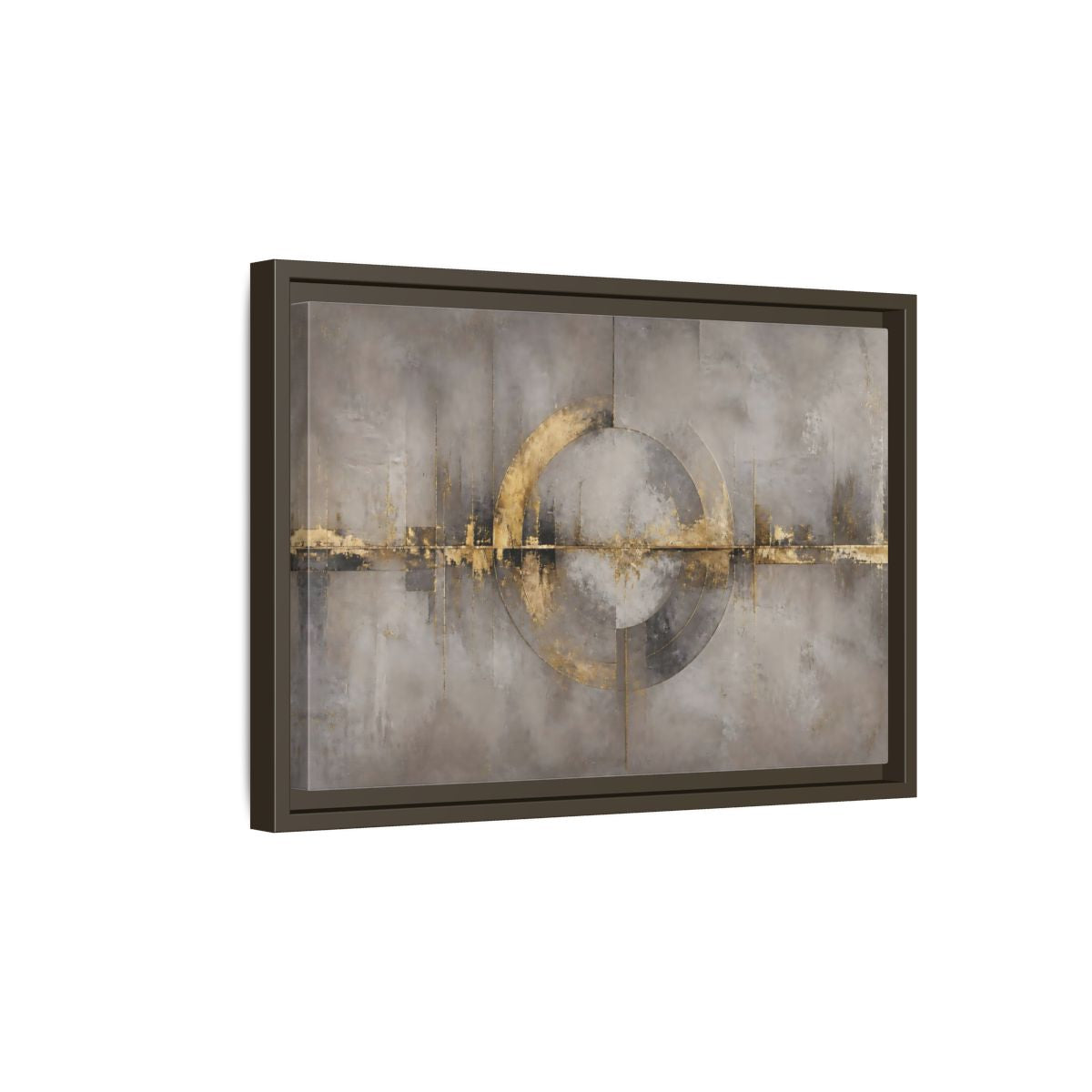 Side Mockup 5. Golden Circle On Concrete shown as framed canvas print