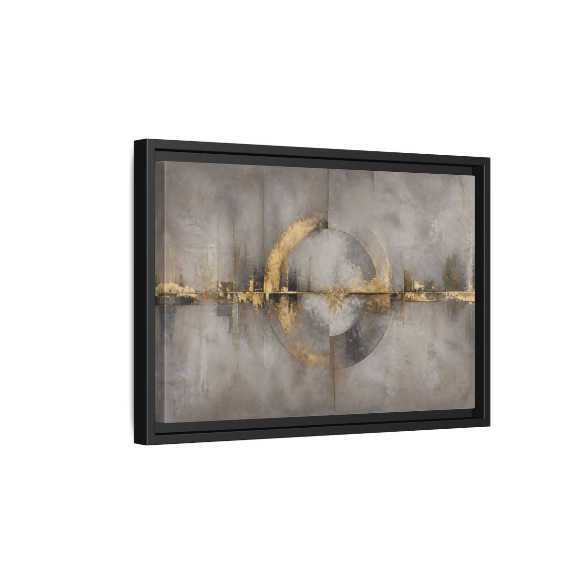 Side Mockup 6. Golden Circle On Concrete shown as framed canvas print