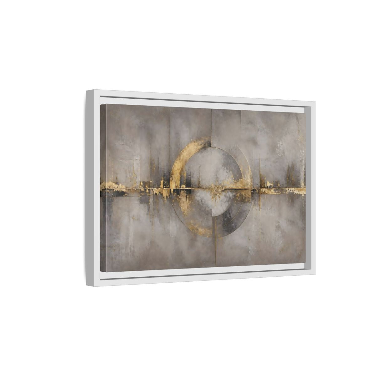 Side Mockup 4. Golden Circle On Concrete shown as framed canvas print