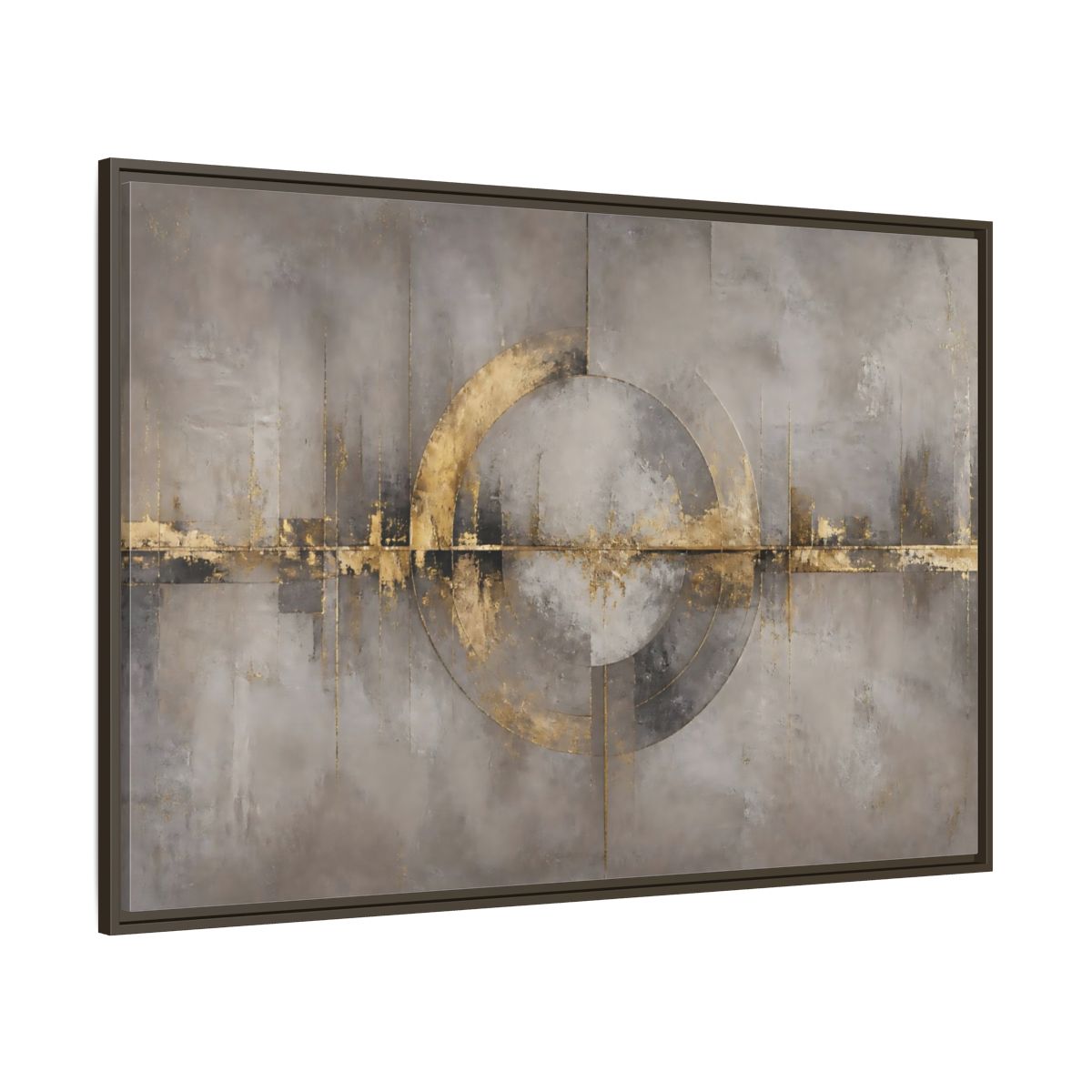 Side Mockup 8. Golden Circle On Concrete shown as framed canvas print
