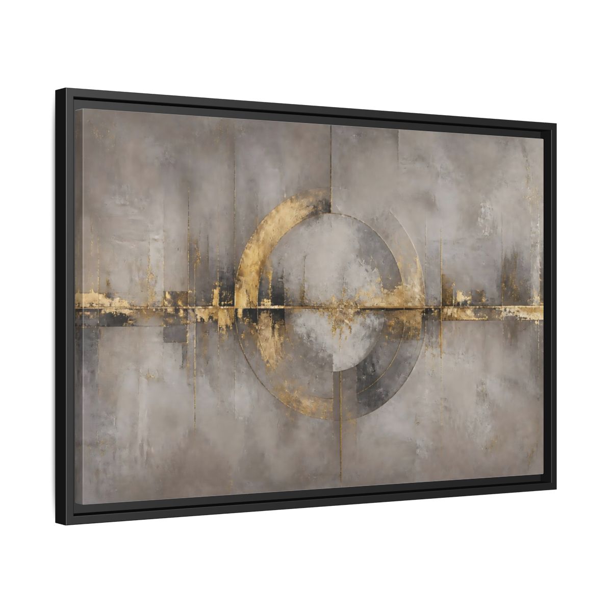 Side Mockup 14. Golden Circle On Concrete shown as framed canvas print