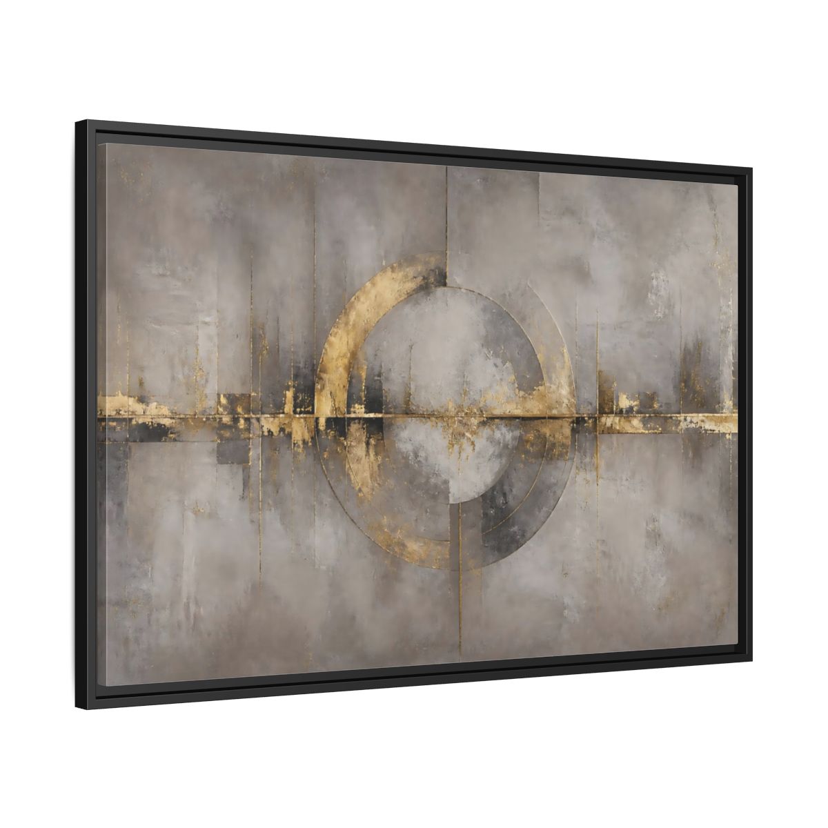 Side Mockup 13. Golden Circle On Concrete shown as framed canvas print