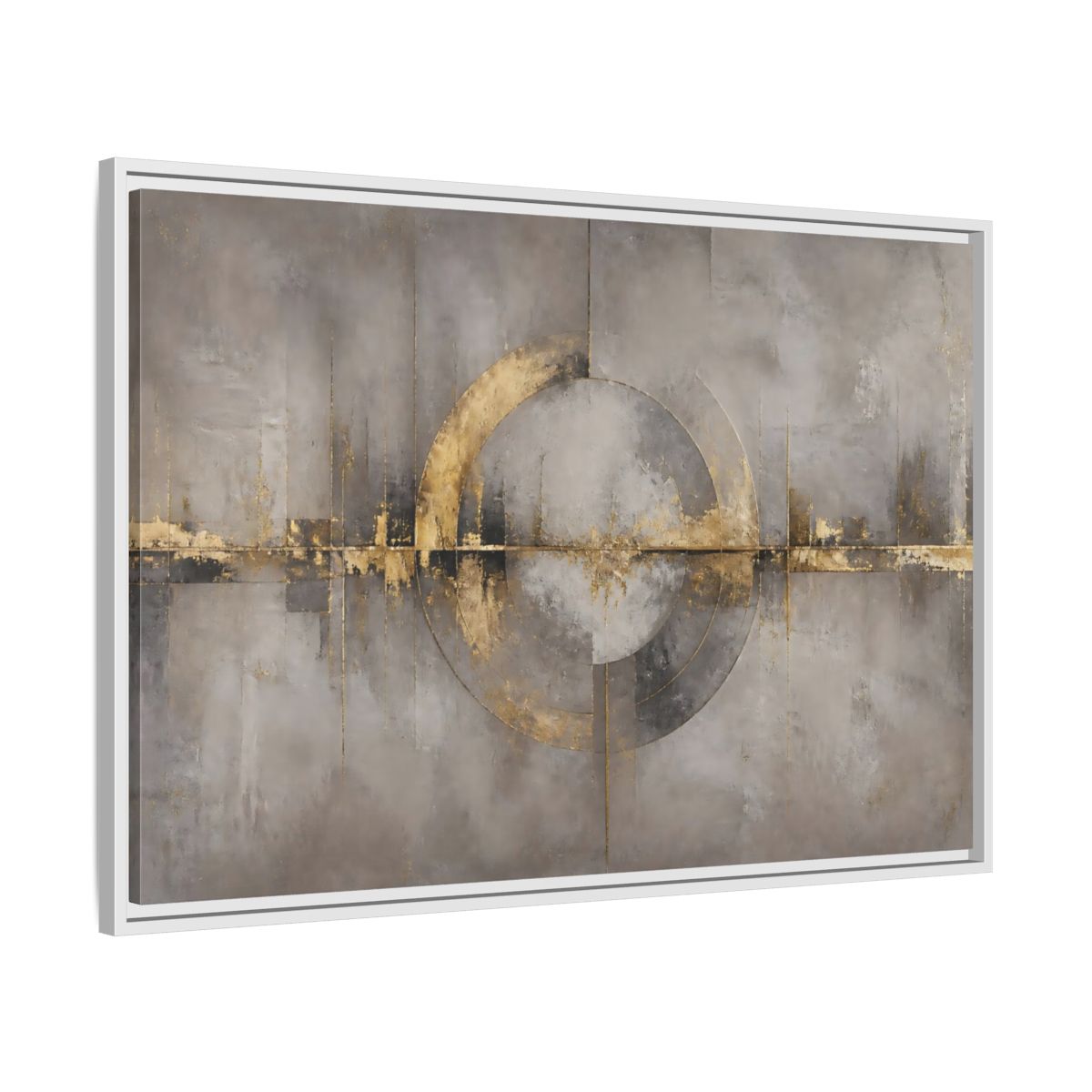 Side Mockup 9. Golden Circle On Concrete shown as framed canvas print