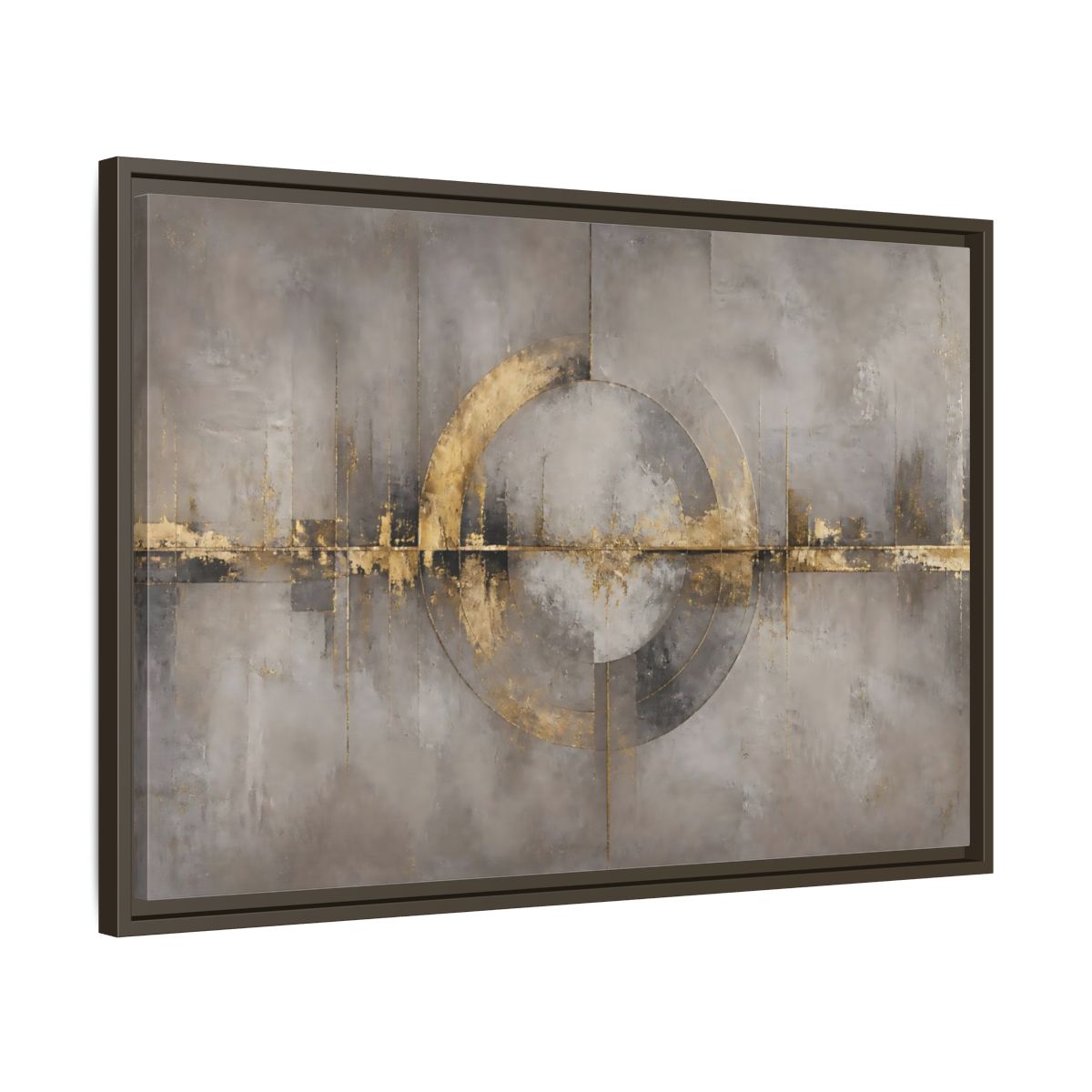 Side Mockup 11. Golden Circle On Concrete shown as framed canvas print