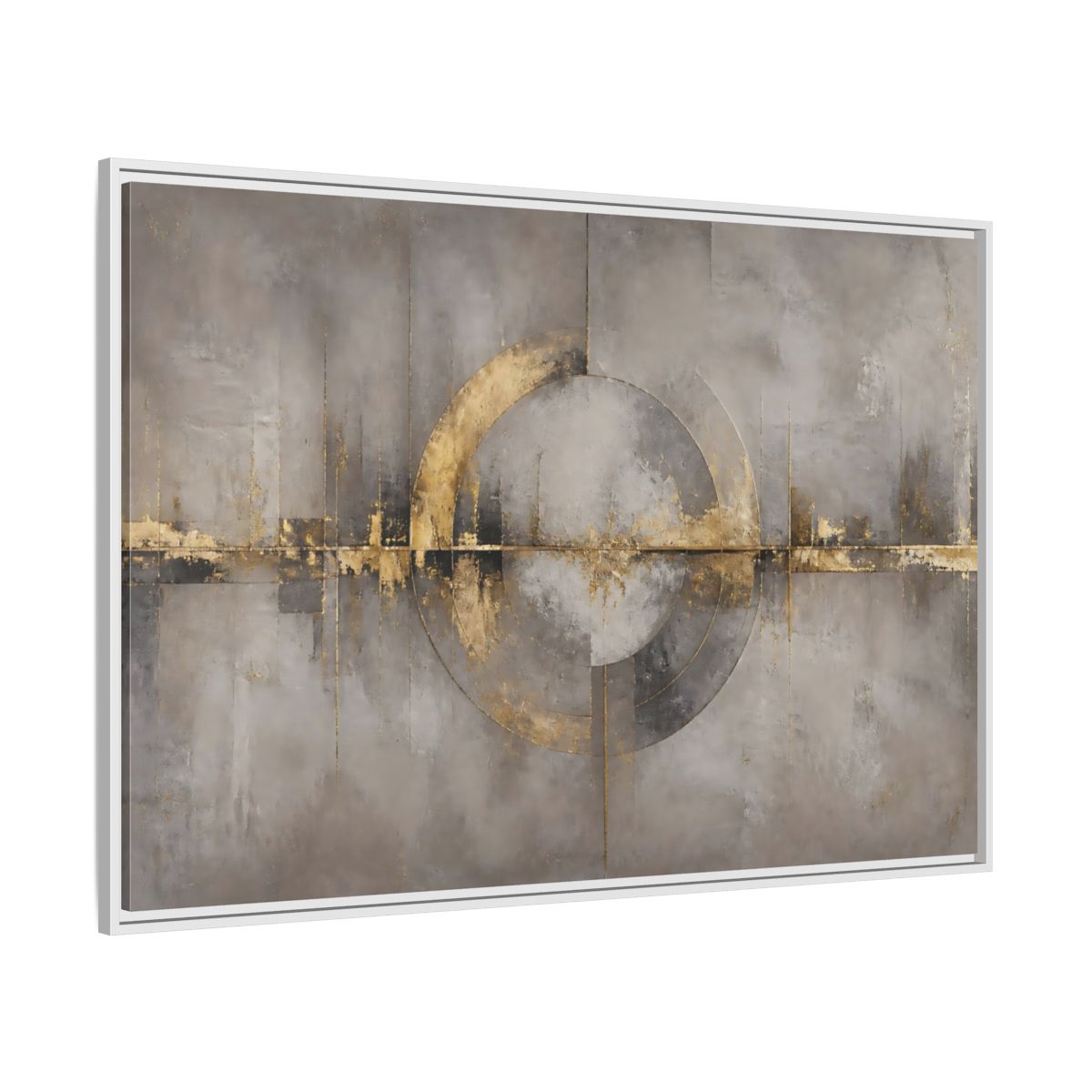 Side Mockup 7. Golden Circle On Concrete shown as framed canvas print