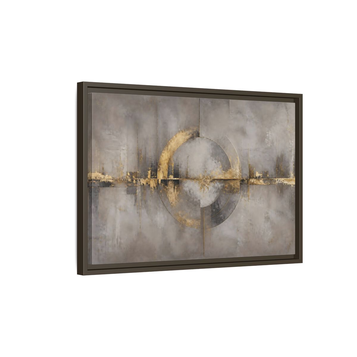 Side Mockup 2. Golden Circle On Concrete shown as framed canvas print