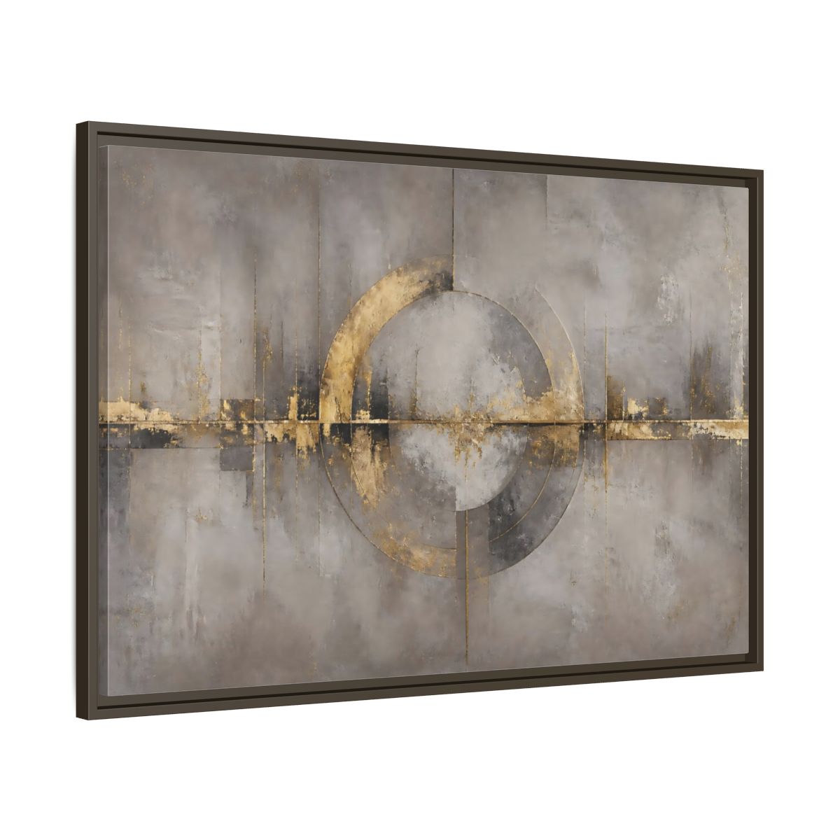 Main Mockup. Golden Circle On Concrete shown as framed canvas print