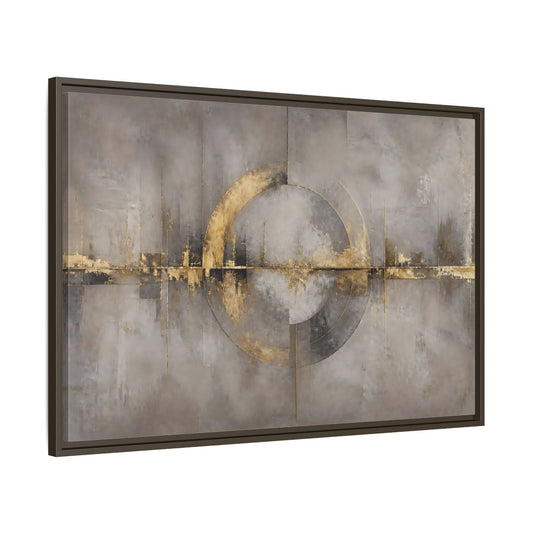 Main Mockup. Golden Circle On Concrete shown as framed canvas print
