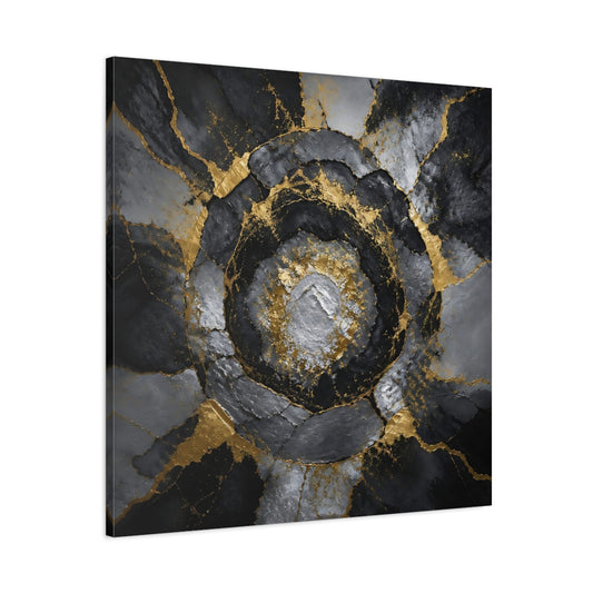 Main Mockup. Golden Concentric Rings shown as canvas print