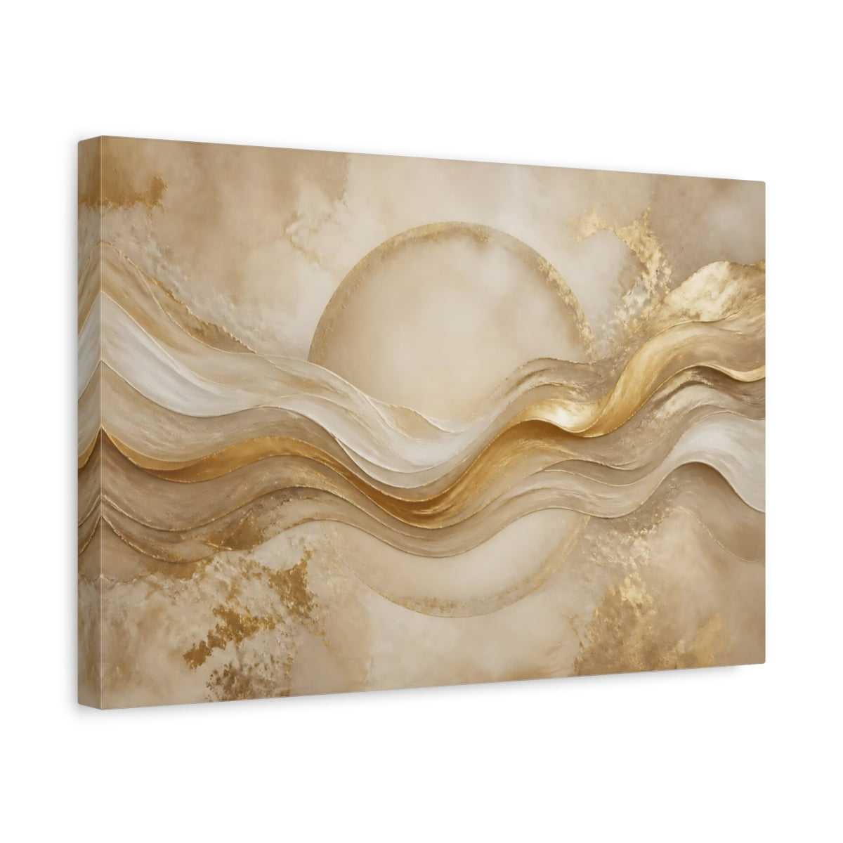 Side Mockup 4. Golden Flowing Halo shown as canvas print