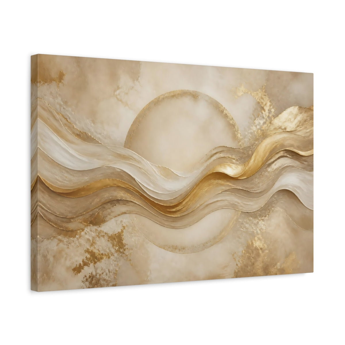Side Mockup 3. Golden Flowing Halo shown as canvas print