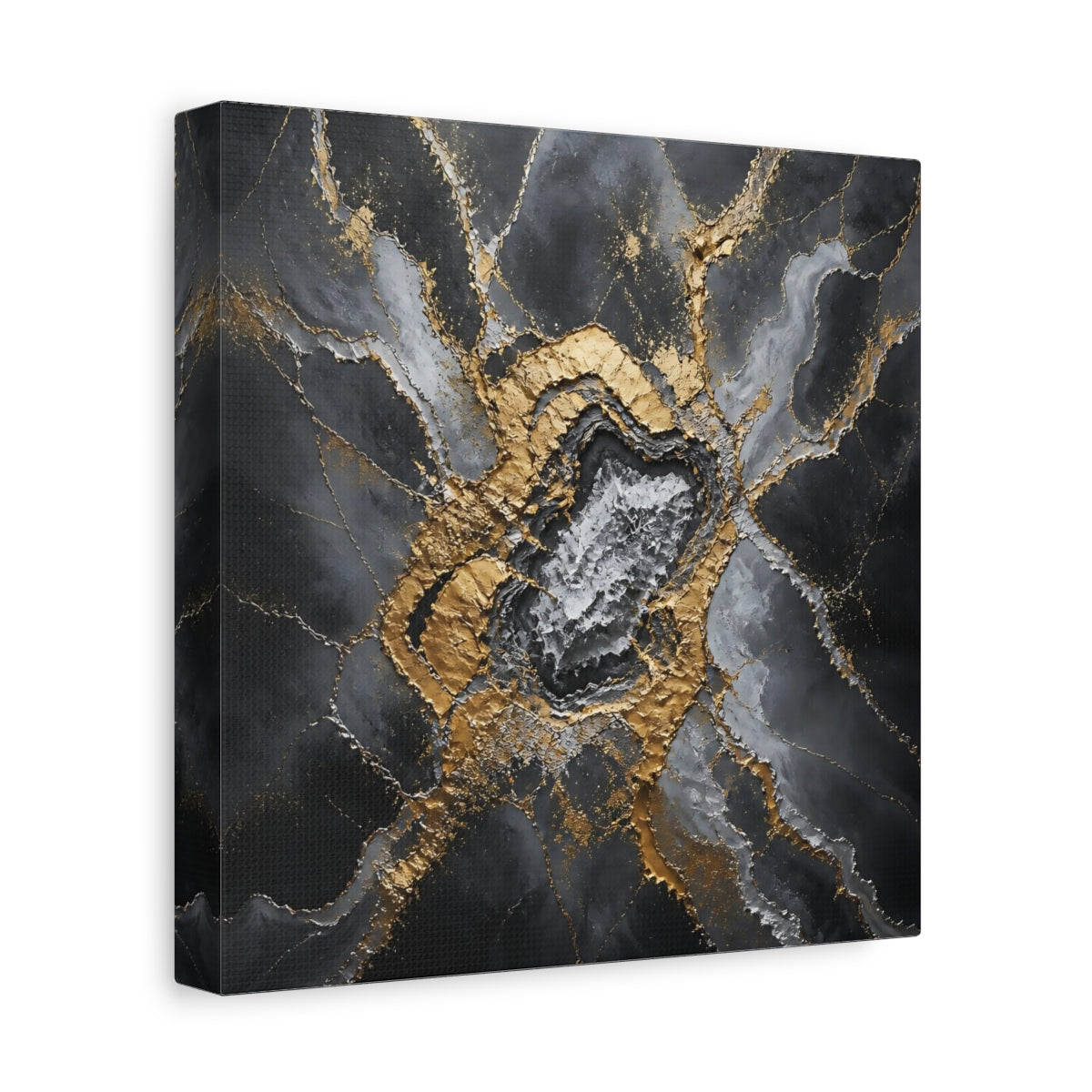 Side Mockup 9. Golden Geode Burst shown as canvas print