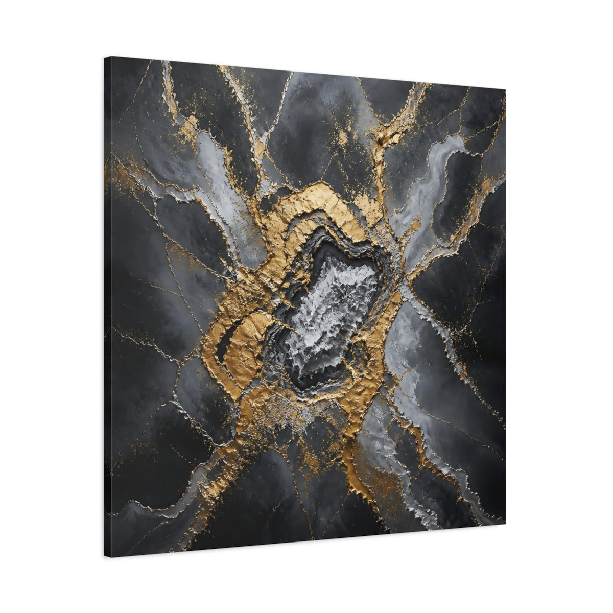 Side Mockup 1. Golden Geode Burst shown as canvas print