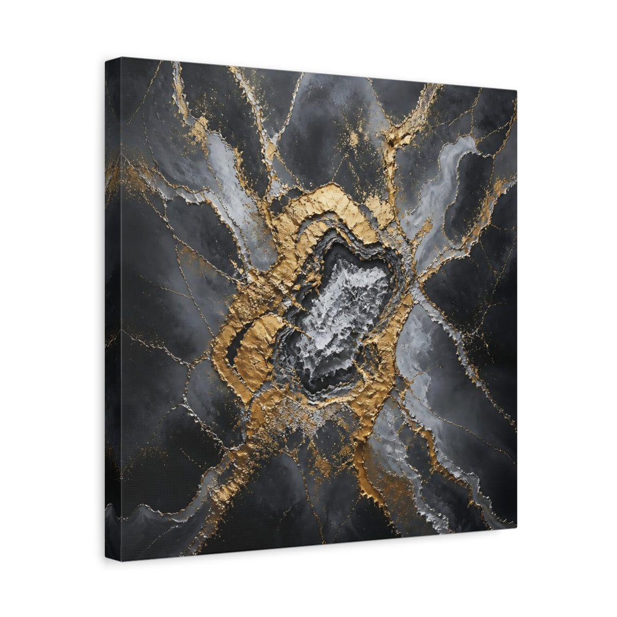 Side Mockup 6. Golden Geode Burst shown as canvas print