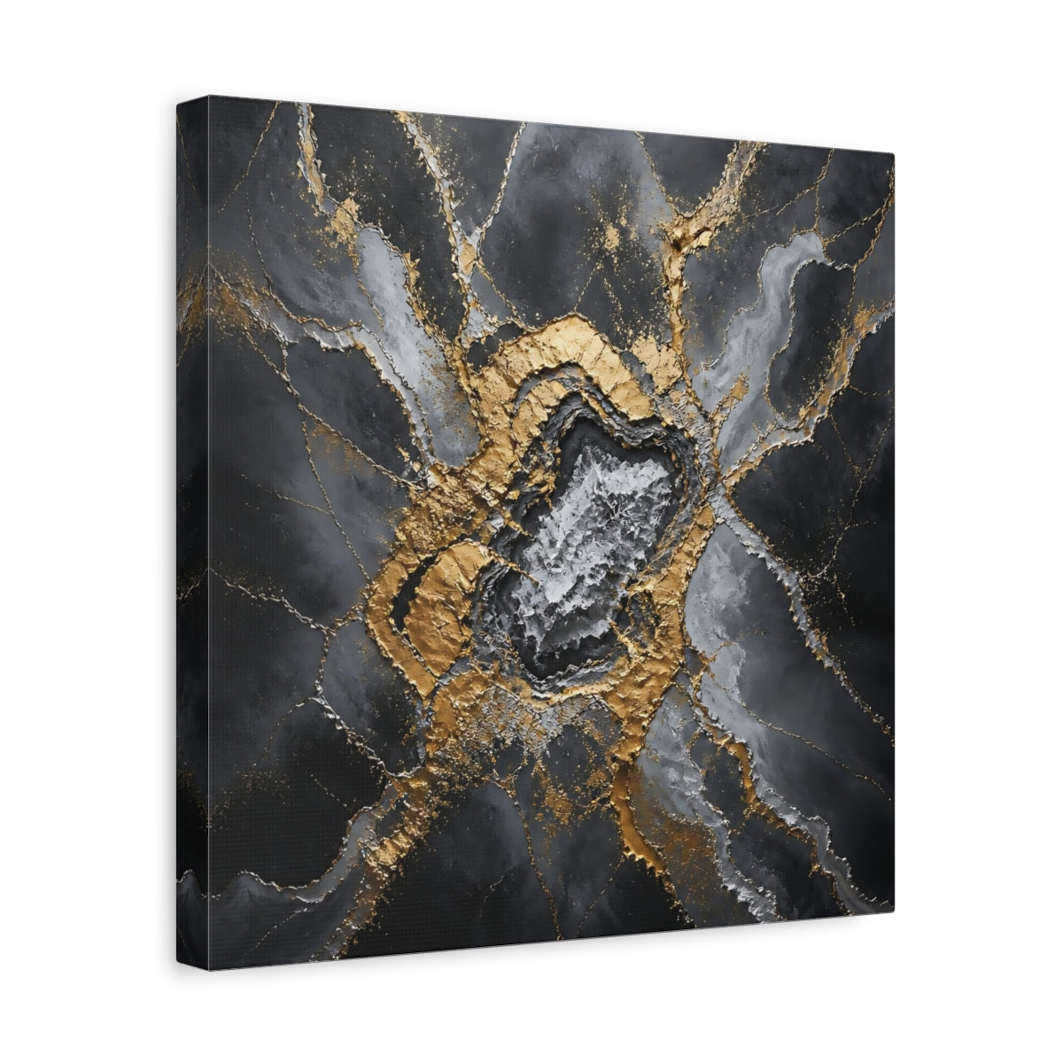 Side Mockup 7. Golden Geode Burst shown as canvas print