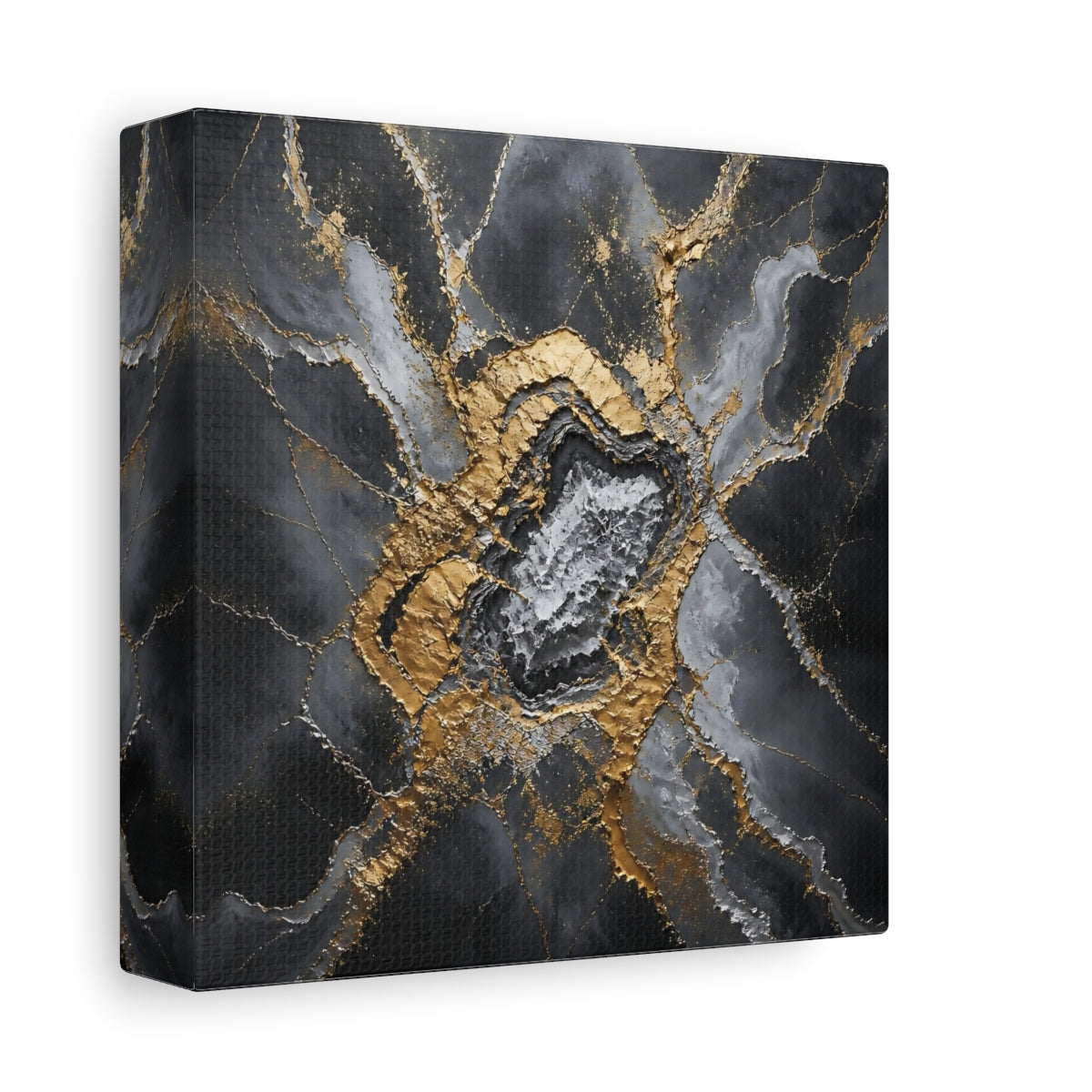 Side Mockup 2. Golden Geode Burst shown as canvas print